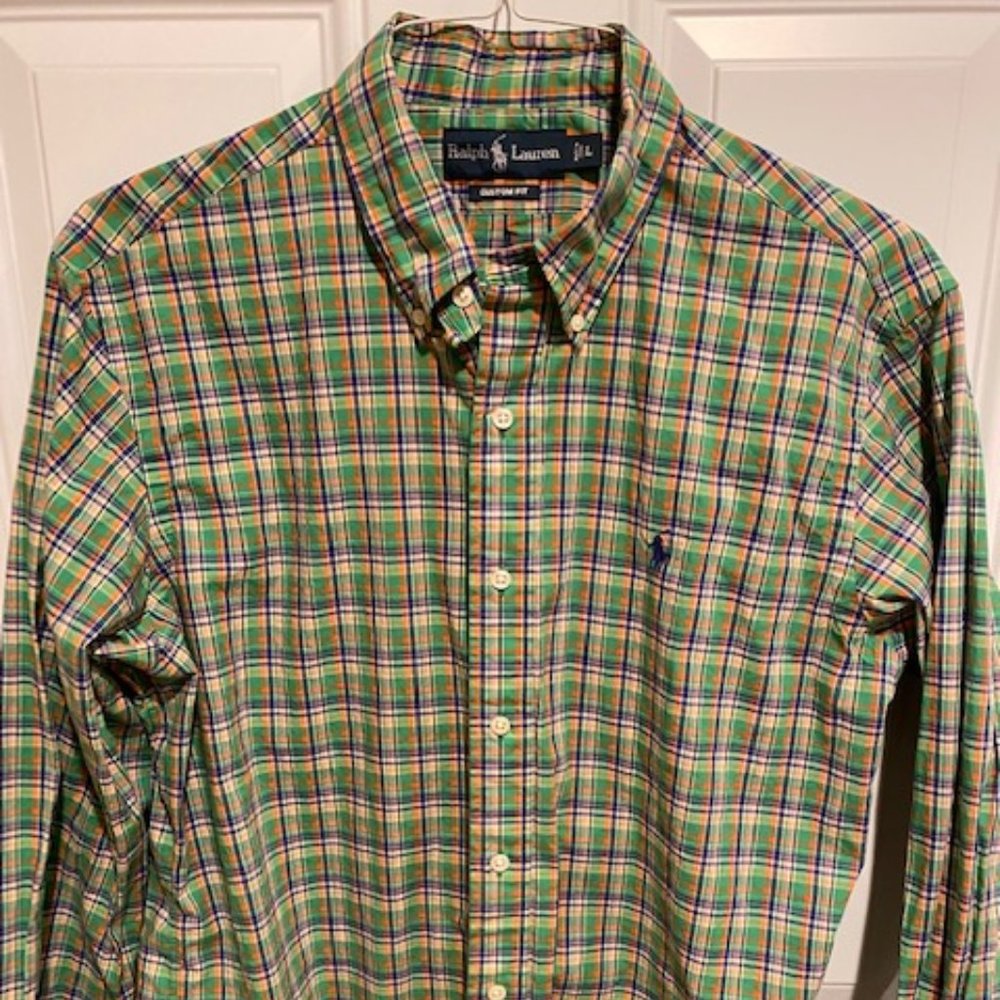Ralph Lauren Green Plaid long sleeve button down shirt